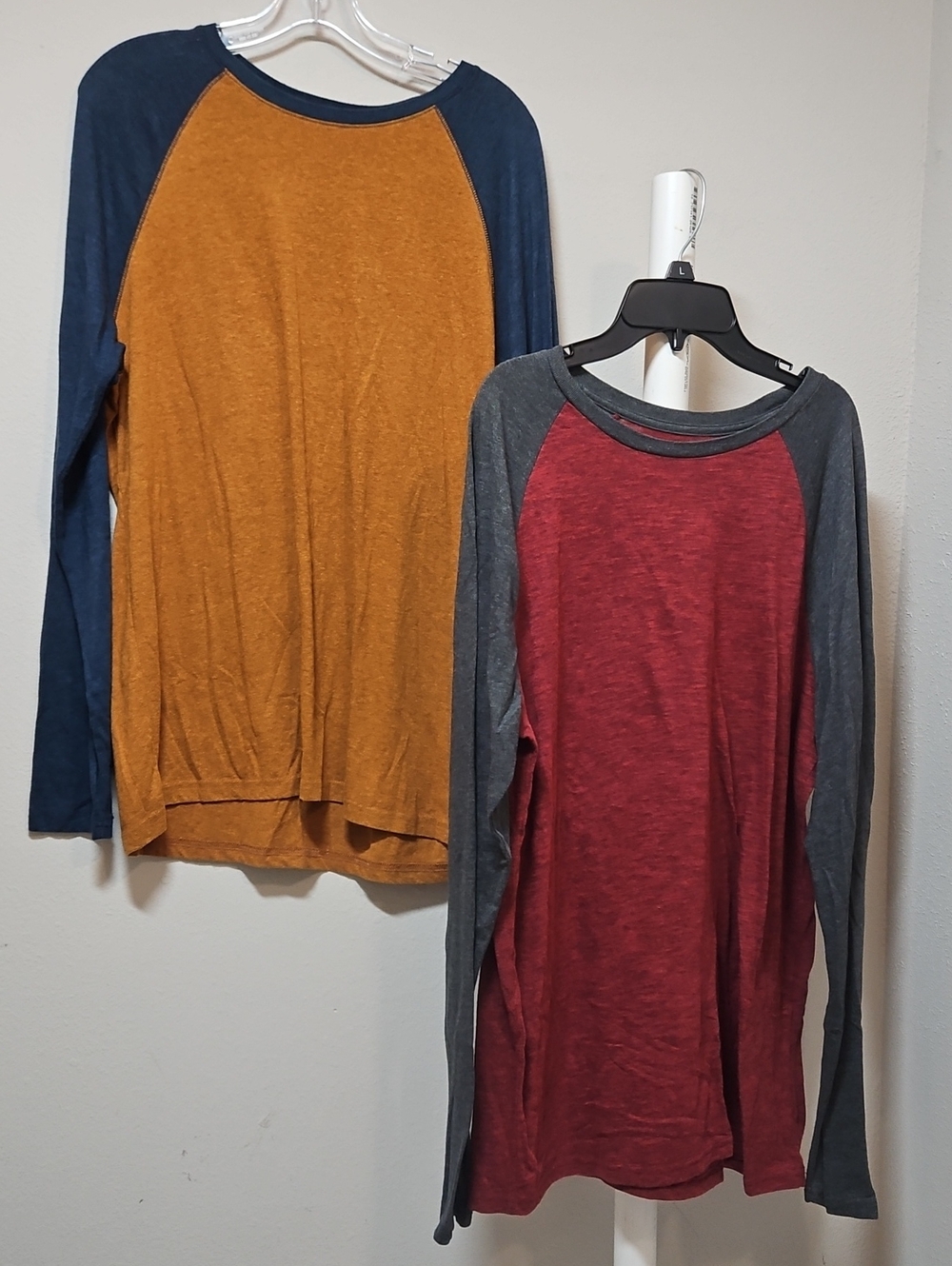 Kids Large Long-Sleeve Raglan Top - Mustard & Navy / Red & Gray